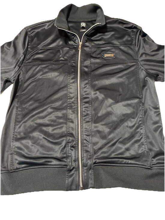 Cavi Other - Cavi NYC Satin Track Jacket Mens 2XL Black Gold Zip Streetwear Bomber Coat